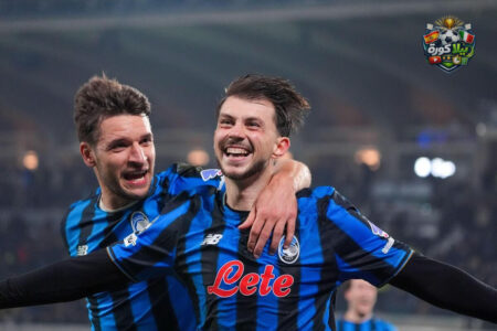 لاعب أتالانتا يحتفل بهدف الفوز على بوروسيا دورتموند في دوري أبطال أوروبا