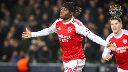 لاعب أرسنال نوني مادويكي يحتفل بتسجيل هدف في كأس الاتحاد الإنجليزي