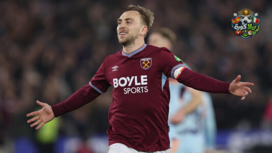 جارد روي بوين لاعب وست هام يحتفل بهدف في كأس الاتحاد الإنجليزي