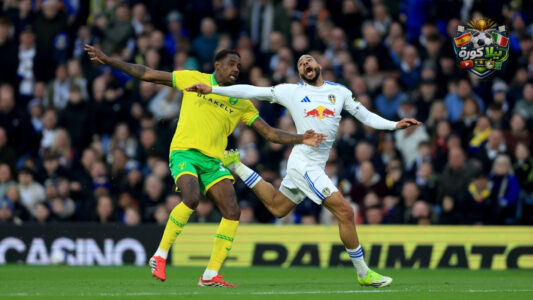لاعبو ليدز يونايتد يحتفلون بتسجيل هدف في مرمى نورويتش سيتي بكأس الاتحاد الإنجليزي