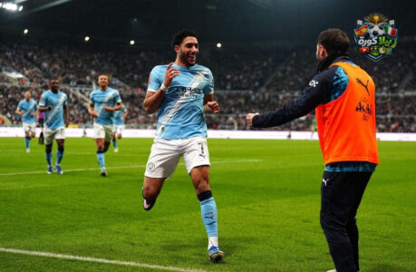 لاعبو مانشستر سيتي يحتفلون بتسجيل هدف ضد نيوكاسل في كأس الاتحاد الإنجليزي